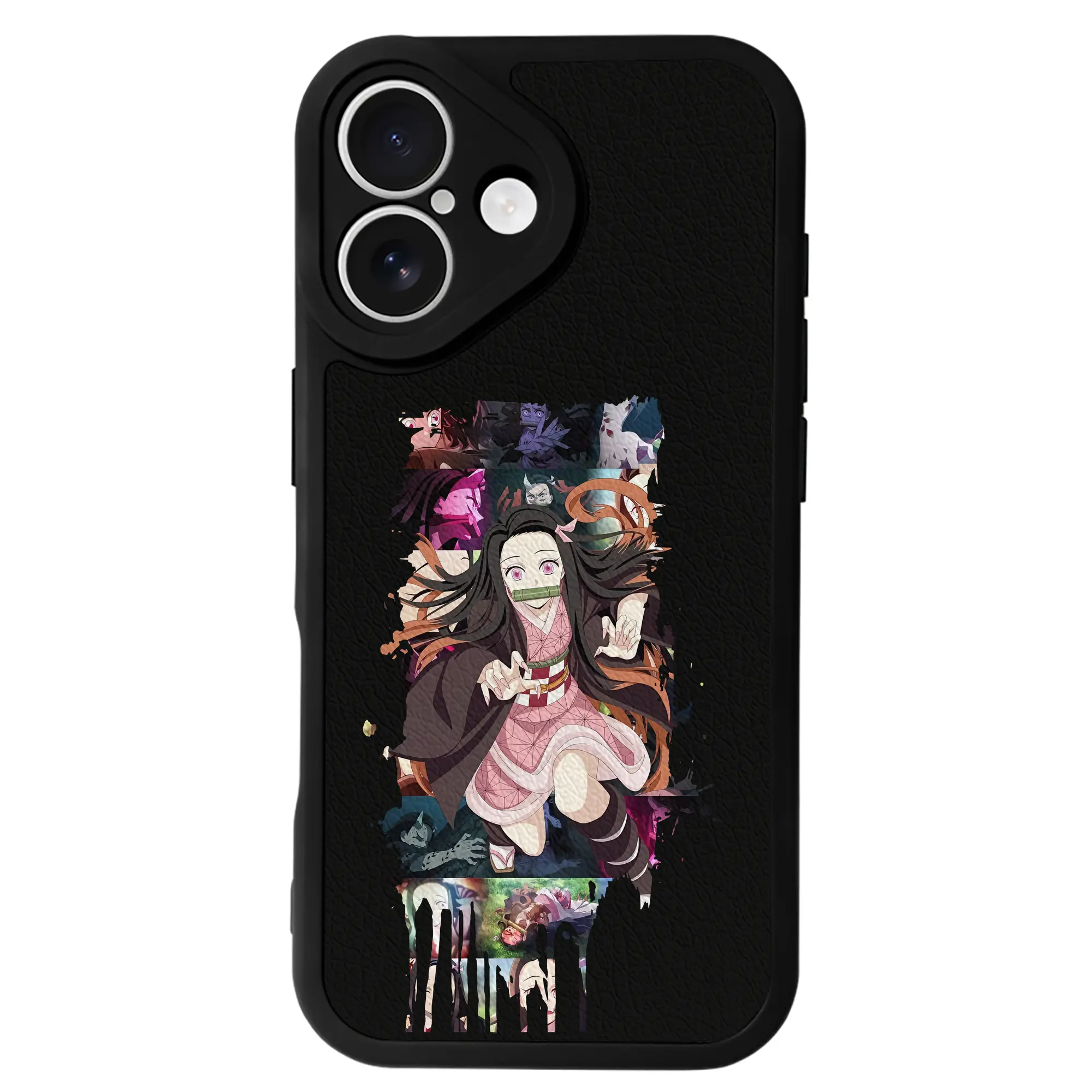 鬼滅の刃 グッズ,竈門 禰豆子 - IPhone 16シリーズ対応 ・ シリコンスマホケース ・ レザー調 ・ 高精度フィット ・ 耐衝撃 ・ ワイヤレス充電対応 ・ 精密カット